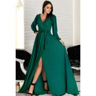 Szykowna zielona długa suknia wieczorowa z rękawem - Marina - Szykowna zielona długa suknia wieczorowa z rękawem - Marina 1